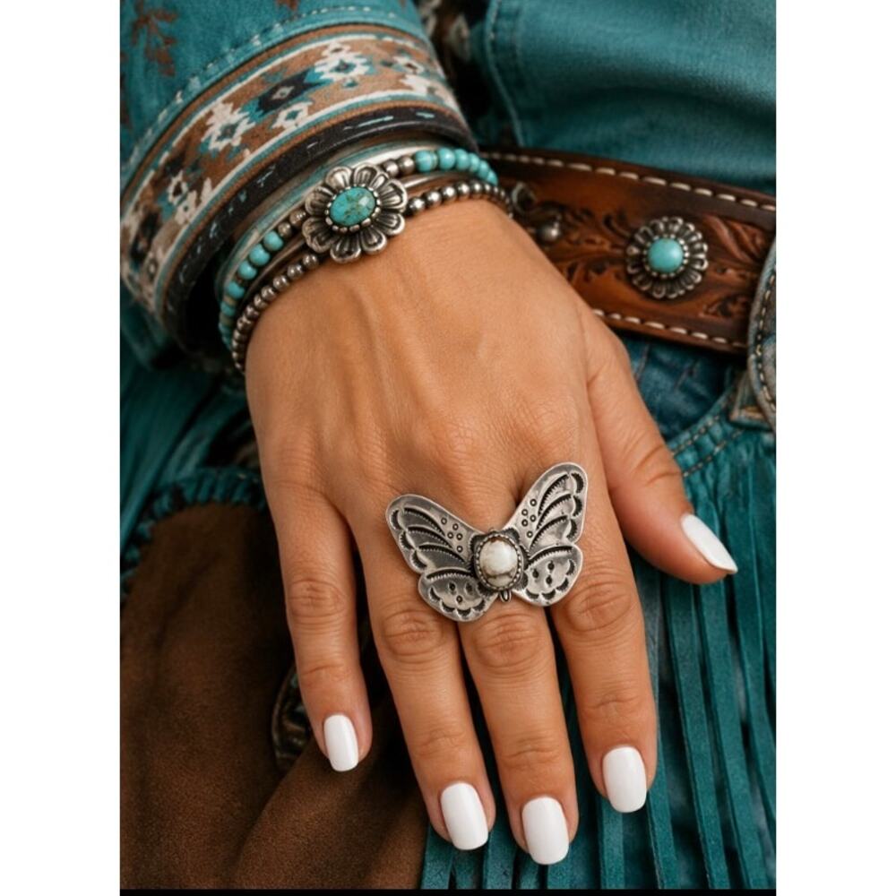 Wild Horse Turquoise set in a large Sterling Silver Butterfly 🦋